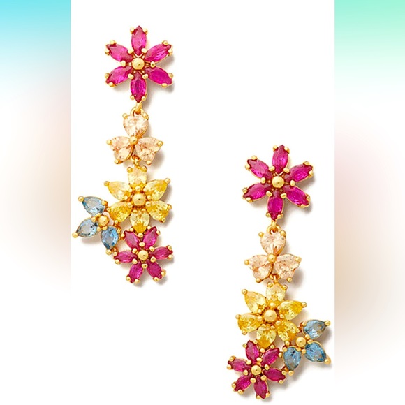 NWT KATE SPADE FIRST BLOOM LINEAR CRYSTAL EARRINGS - Picture 5 of 6